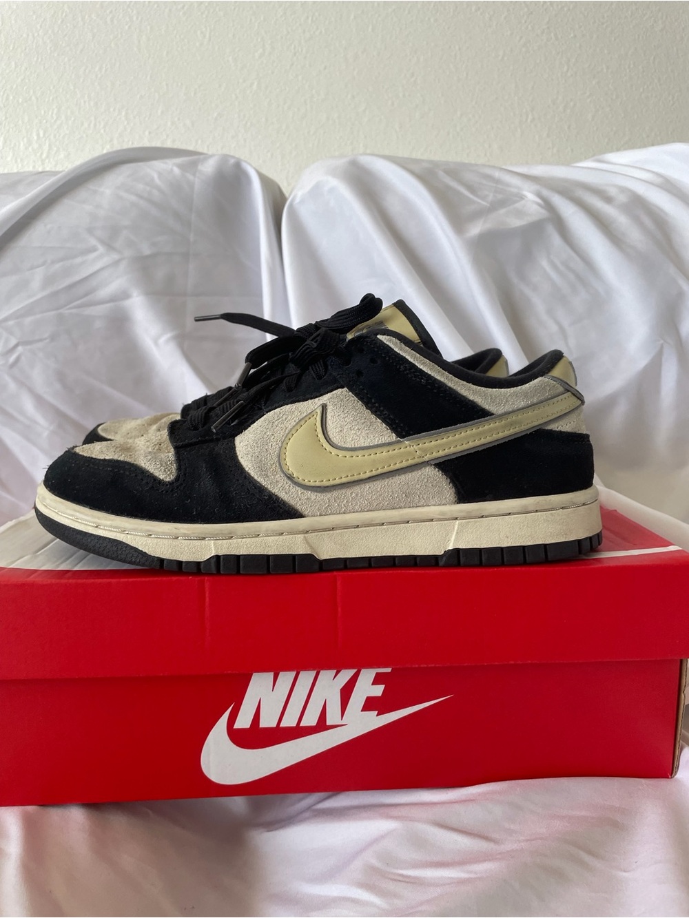 Nike Dunk Low in Black and Creamy Yellow